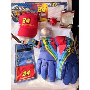 Jeff Gordon NASCAR 24 Racing Collectible Lot Hat Gloves Keychain Car